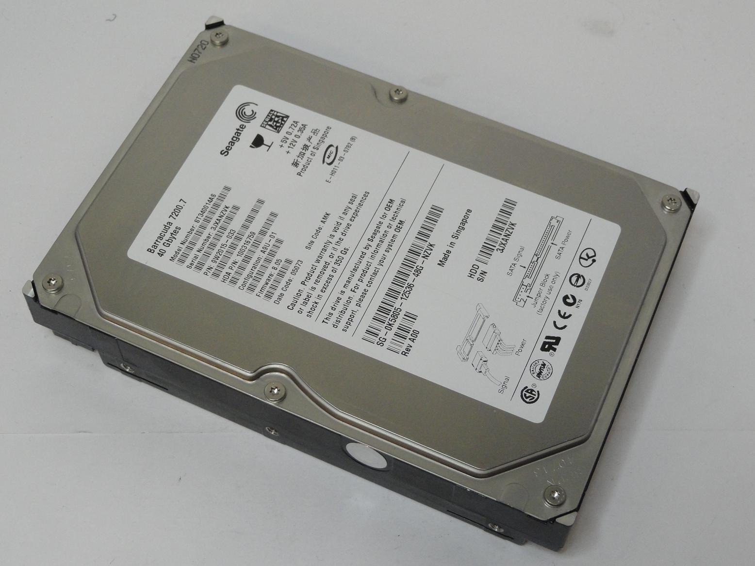9W2015-033 - Seagate Dell 40GB SATA 7200rpm 3.5in Barracuda 7200.7 HDD - USED