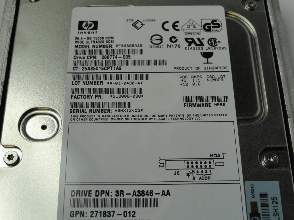 PR20397_9U9006-038_Seagate HP 36.4GB SCSI 80 Pin 15Krpm 3.5in HDD - Image3