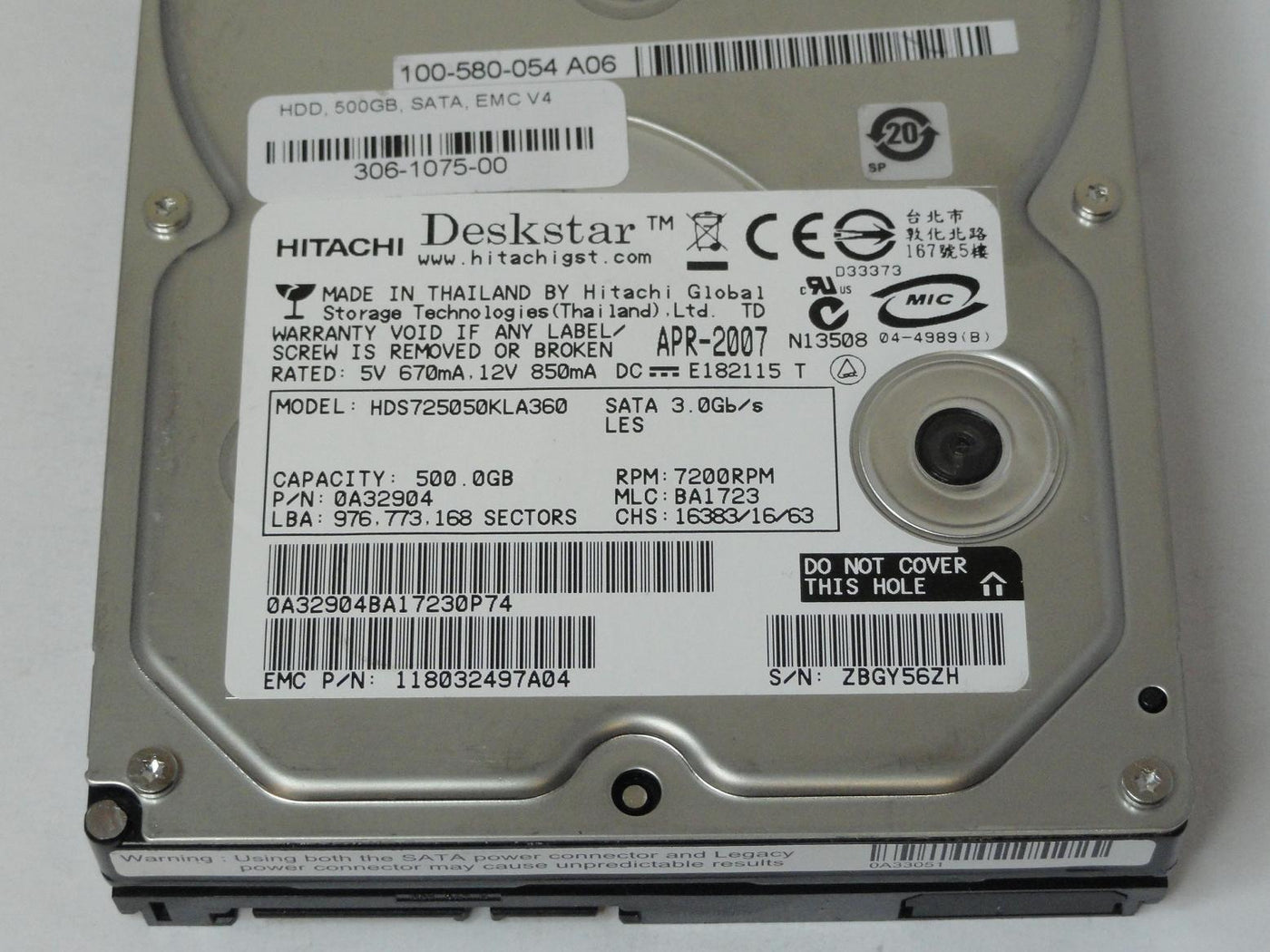 PR25662_0A32904_Hitachi Sun EMC 500GB SATA 7200rpm 3.5in HDD - Image3