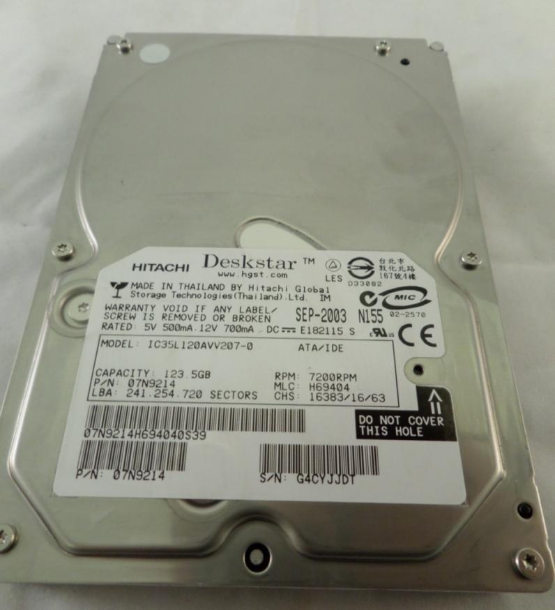 PR12201_07N9214_Hitachi 120GB IDE 7200rpm 3.5in HDD - Image3