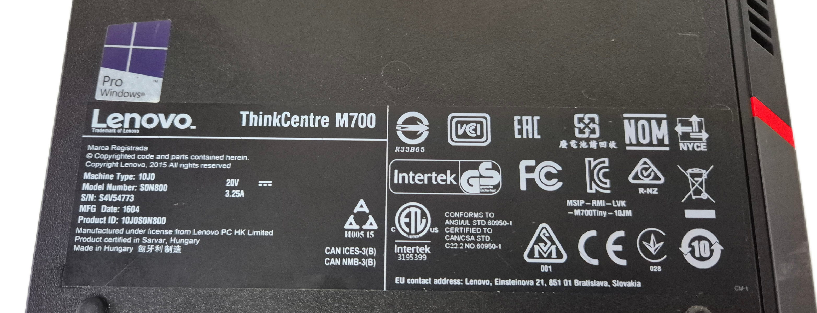 Lenovo ThinkCentre M700 128GB SSD 8GB RAM i5-6500T 2.5GHz NO OS ( 10J0-S0N800 ) USED