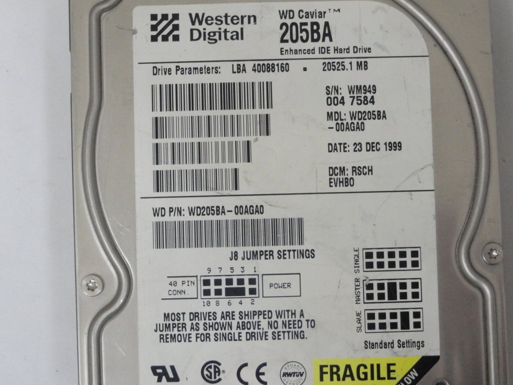 WD205BA-00AGA0 - Western Digital 20GB 3.5" IDE HDD - Refurbished
