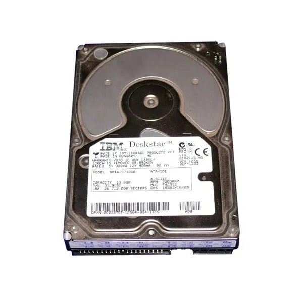 IBM 13.5Gb IDE 3.5" 7200rpm HDD ( 31L9880 DPTA-371360 ) REF