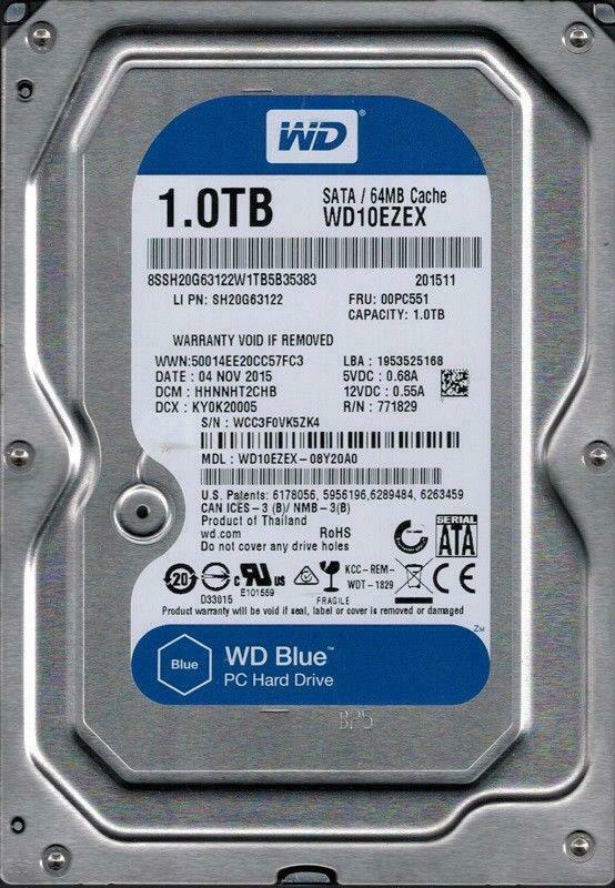 HP Western Digital 1TB SATA 7200rpm 3.5" HDD ( WD10EZEX-60M2NA0 691790-003 ) REF