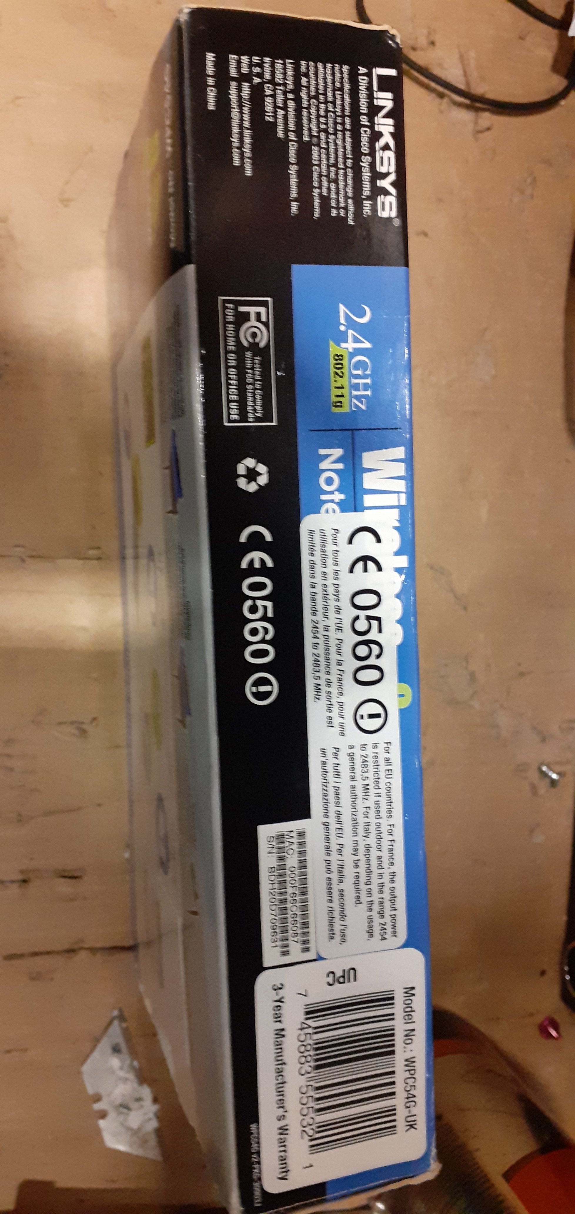 Linksys PCMC0IA Card ( WPC54GS/UK   Linksys )