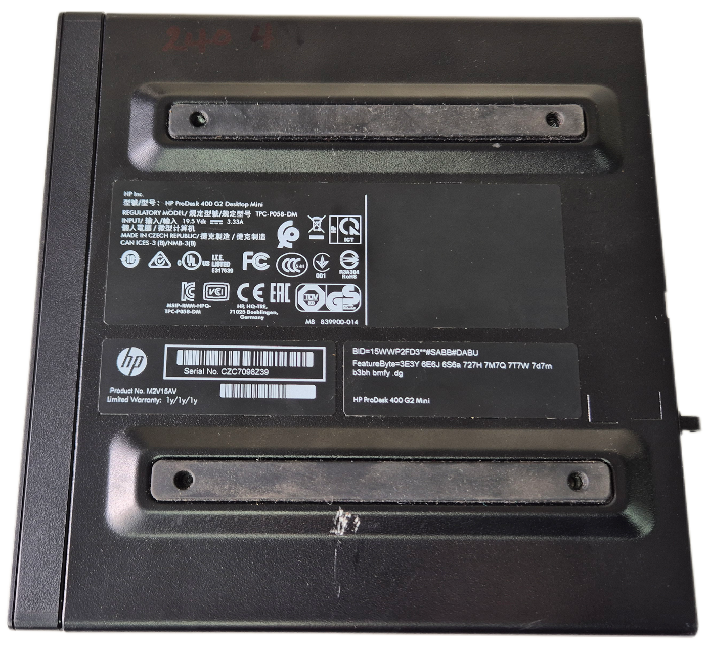 HP ProDesk 400 G2 Mini 240GB SSD 4GB RAM i3-6100T 3.2GHz NO OS ( M2V15AV ) USED