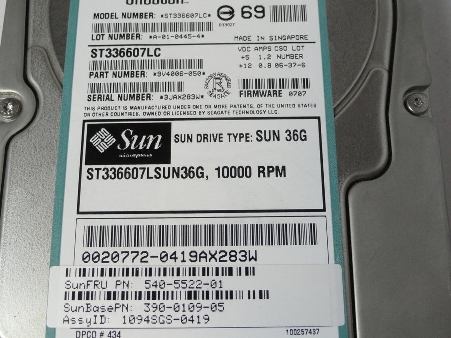 9V4006-050 - Seagate Sun 36GB SCSI 80 Pin 10Krpm 3.5in Certified Refurbished Cheetah HDD in Caddy - Refurbished