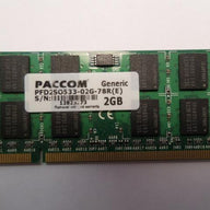 PFD2SO533-02G-78R - Paccom 2GB SODIMM PC2-4200 2Rx8 CL4 16 chip 128x8 SODIMM - Refurbished