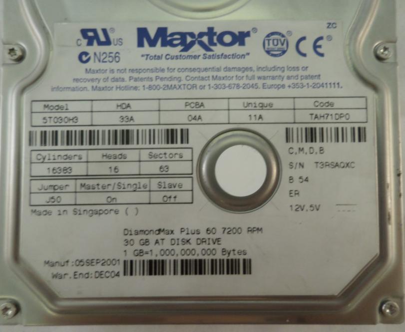 PR13581_5T030H3_Maxtor 40Gb 3.5" IDE HDD - Image3