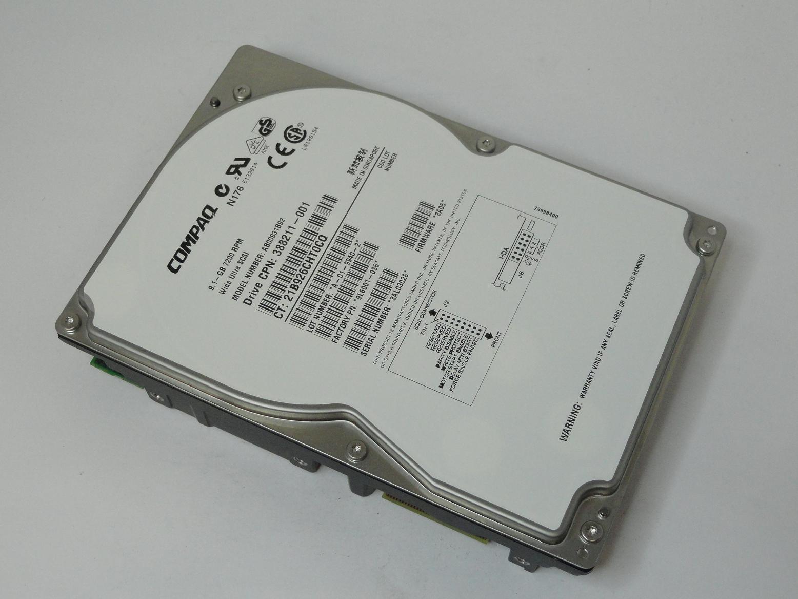 AB00931B92 - Compaq 9GB SCSI 80 Pin 3.5in HDD - Refurbished