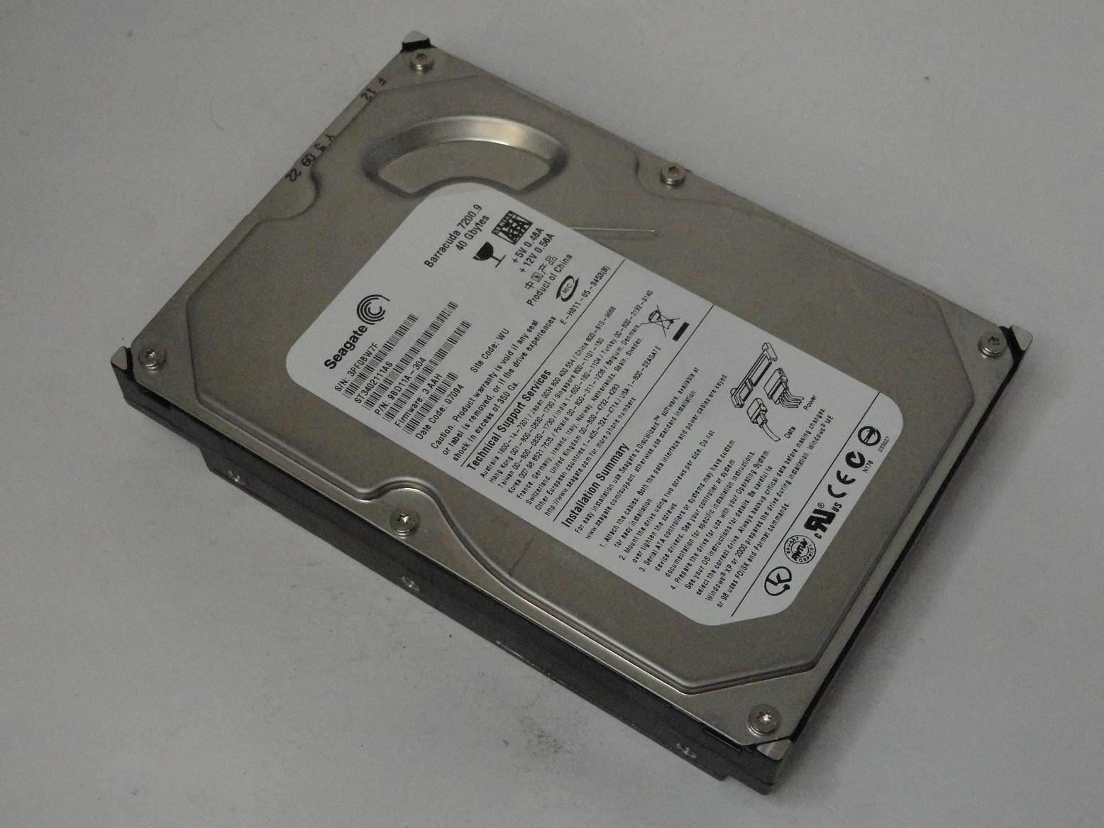 9BD11A-304 - Seagate 40GB SATA 7200rpm 3.5in Barracuda 7200.9 HDD - Refurbished