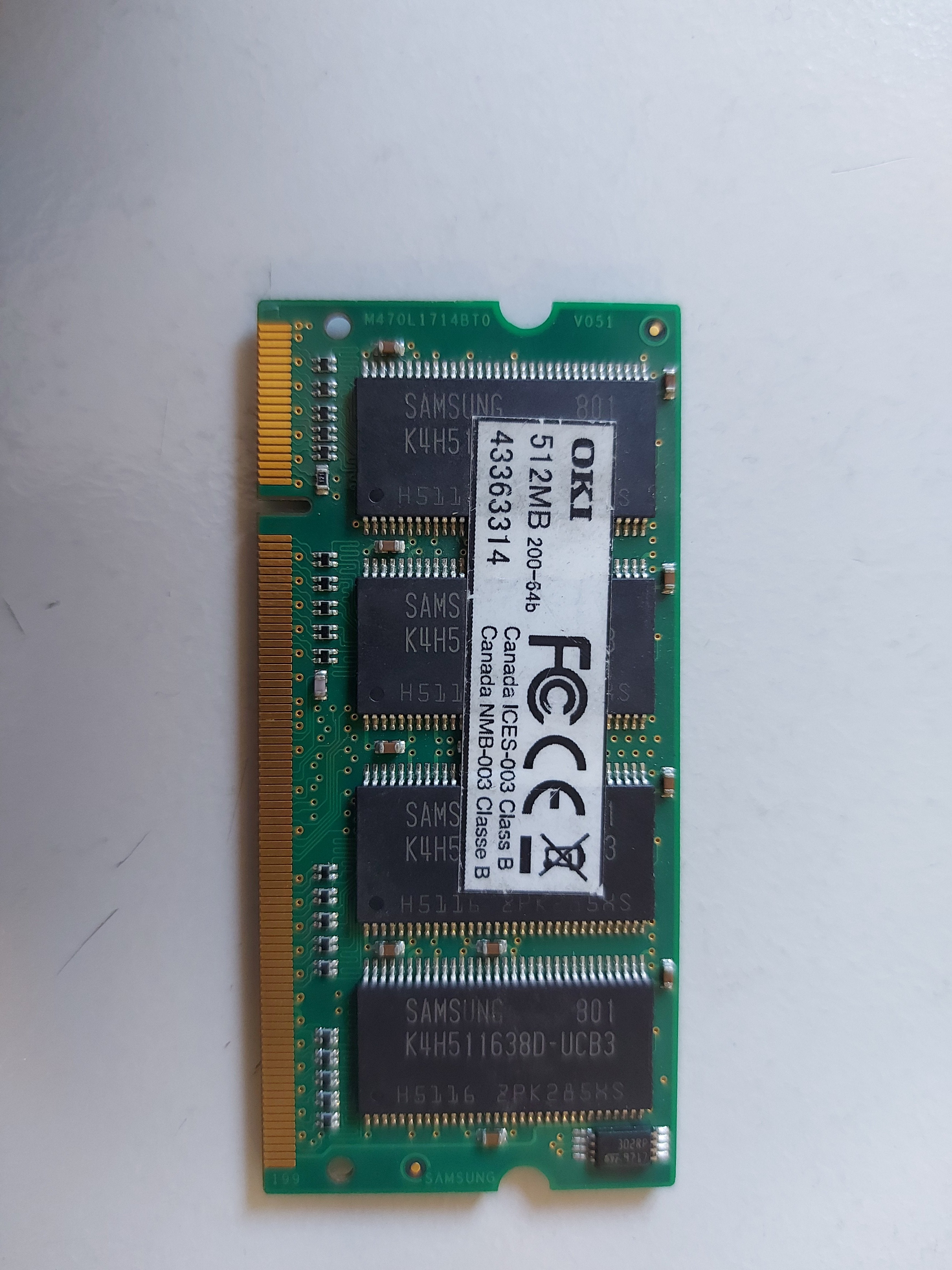 OKi C9655 C9600 series 512 MB DDR SODIMM RAM Printer Memory Module 43363314