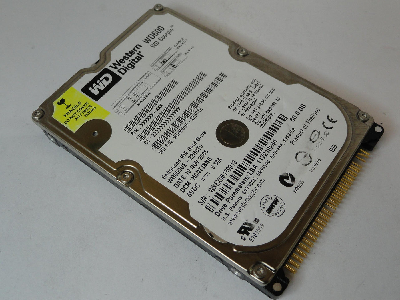 PR21128_WD600UE-22HCT0_Western Digital 60Gb IDE 5400rpm 2.5in HDD - Image3