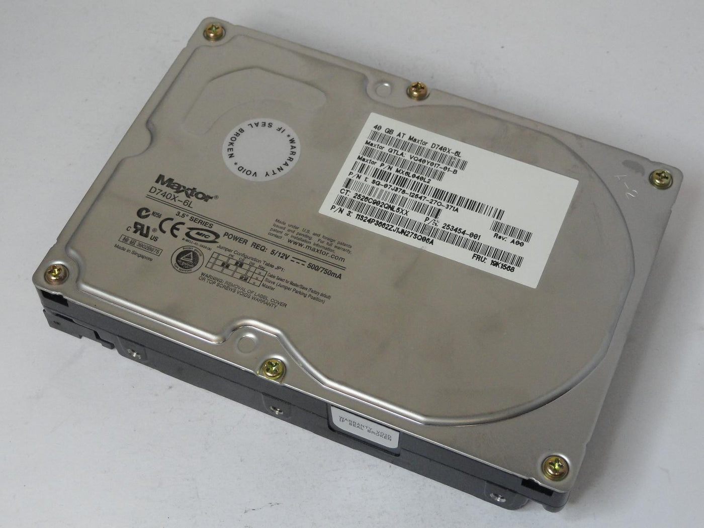 Maxtor Dell Compaq IBM 40GB IDE 7200rpm 3.5in HDD ( MX6L040L2 VQ40Y017 07J378 253454-001 19K1568 ) REF