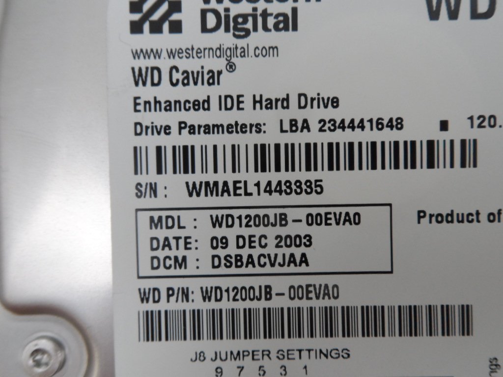 WD1200JB-00EVA0 - Western Digital 120GB 3.5" IDE Hard Drive - Refurbished