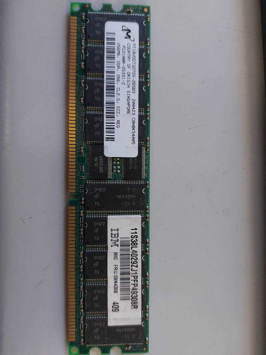 Micron IBM 256MB DDR Registered ECC PC-2100 DIMM MT18VDDT3272G-265B3  09N4306