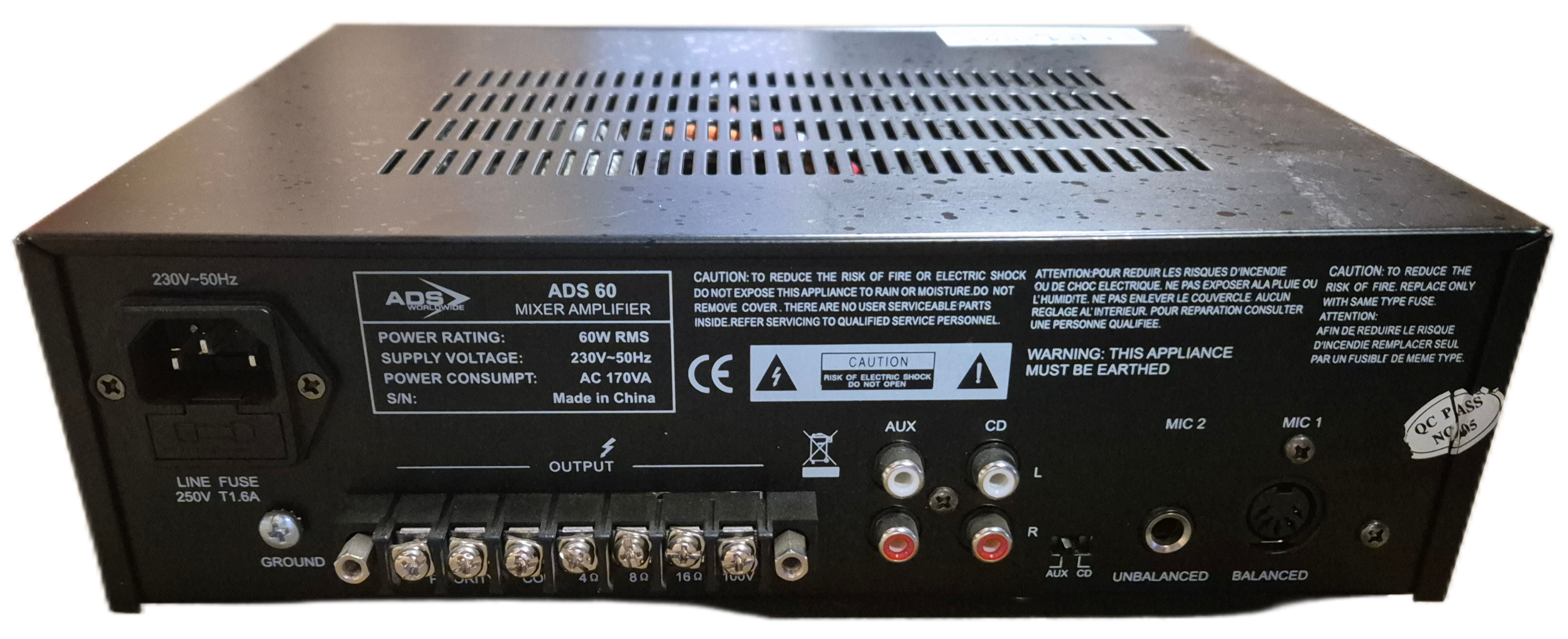 ADS Worldwide 60W Mixer Amplifier ( ADS60 ) USED