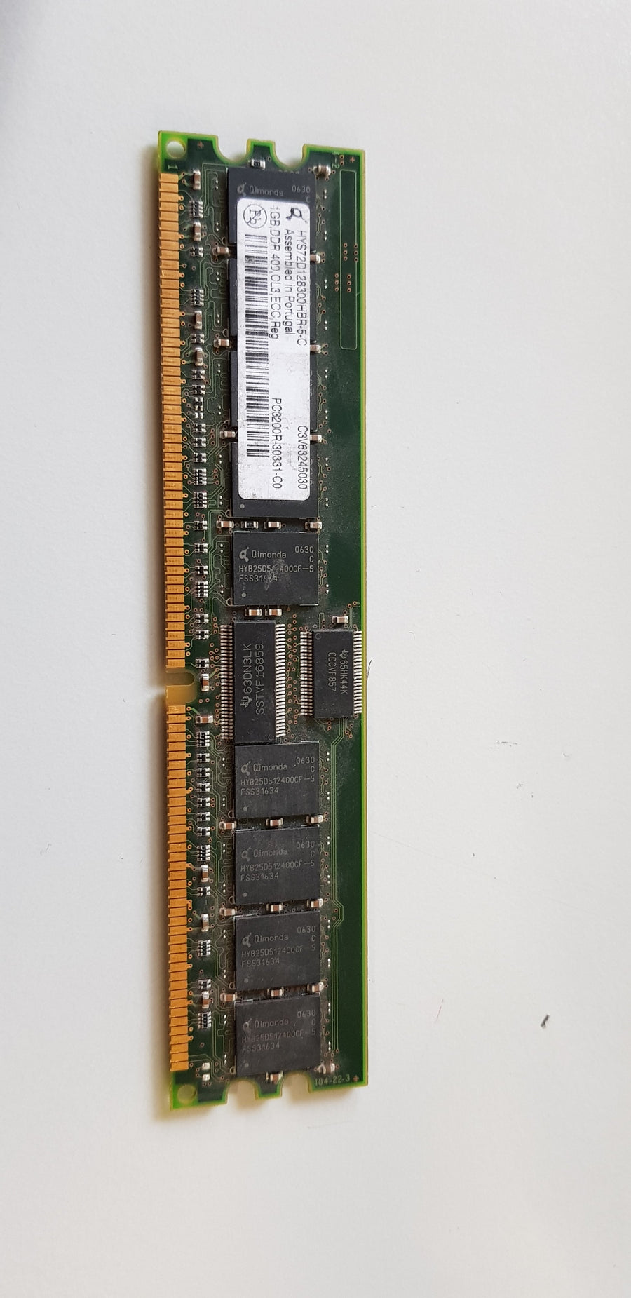 Infineon HP 1GB DDR-400MHz PC3200 ECC Registered CL3 184-Pin DIMM ( HYS72D128300HBR-5-C 373029-851 ) REF