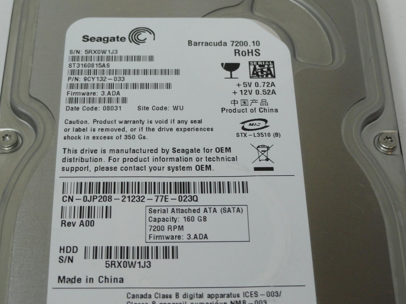 PR14981_9CY132-033_Seagate Dell 160GB SATA 7200rpm 3.5in HDD - Image3