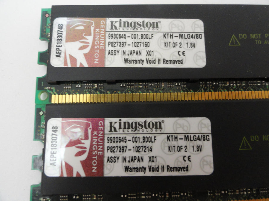 9930645-001.B00LF - Kingston 8Gb RAM Kit. Two Modules of 4Gb 400MHz  PC2-3200 ECC Reg DDR2 SDRAM 240-pin - Refurbished