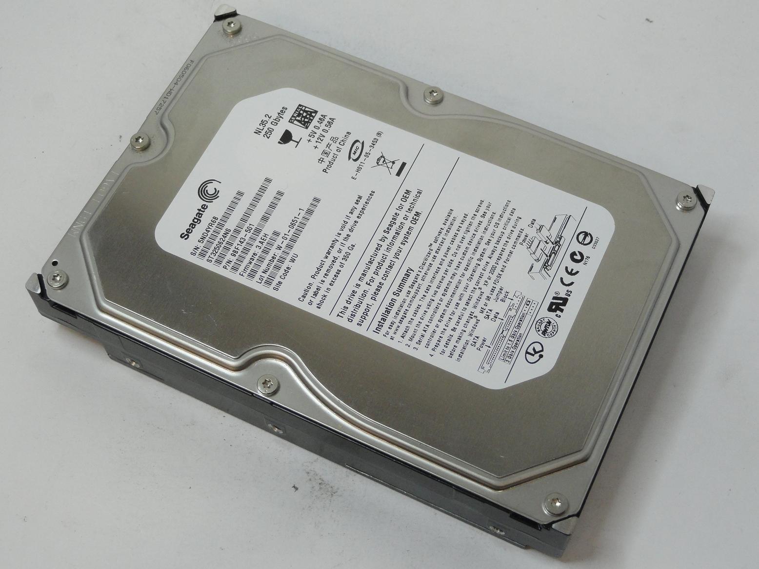 Seagate 250GB SATA 7200rpm 3.5in HDD ( ST3250624NS 9BF143-501 ) REF