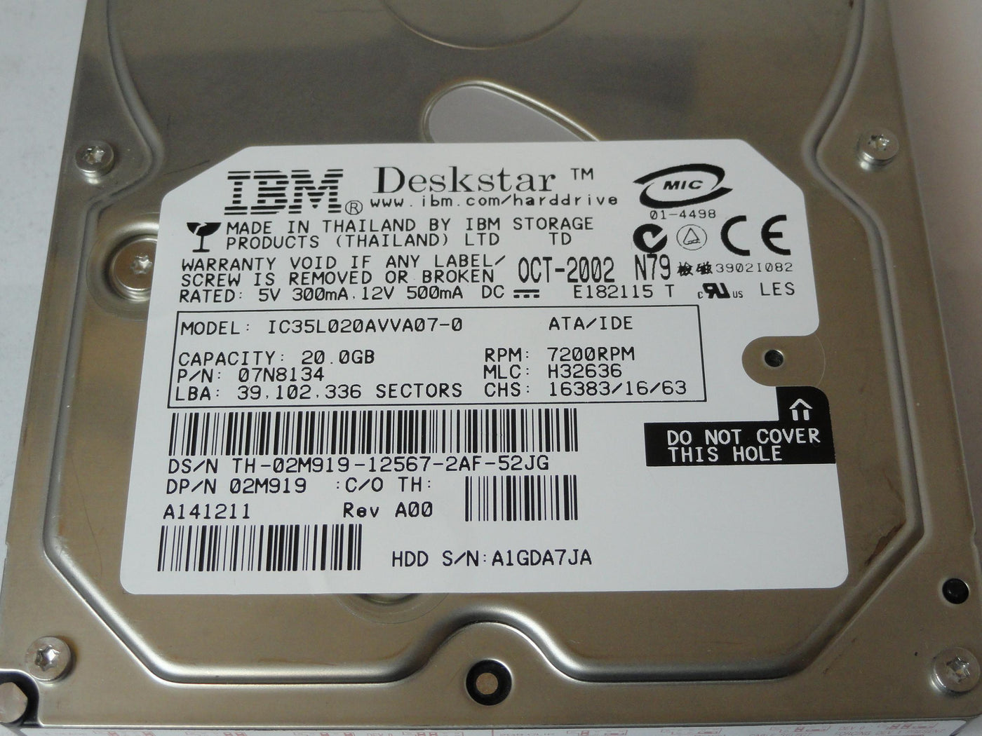 07N8134 - IBM Dell 20Gb IDE 7200rpm 3.5in HDD - Refurbished