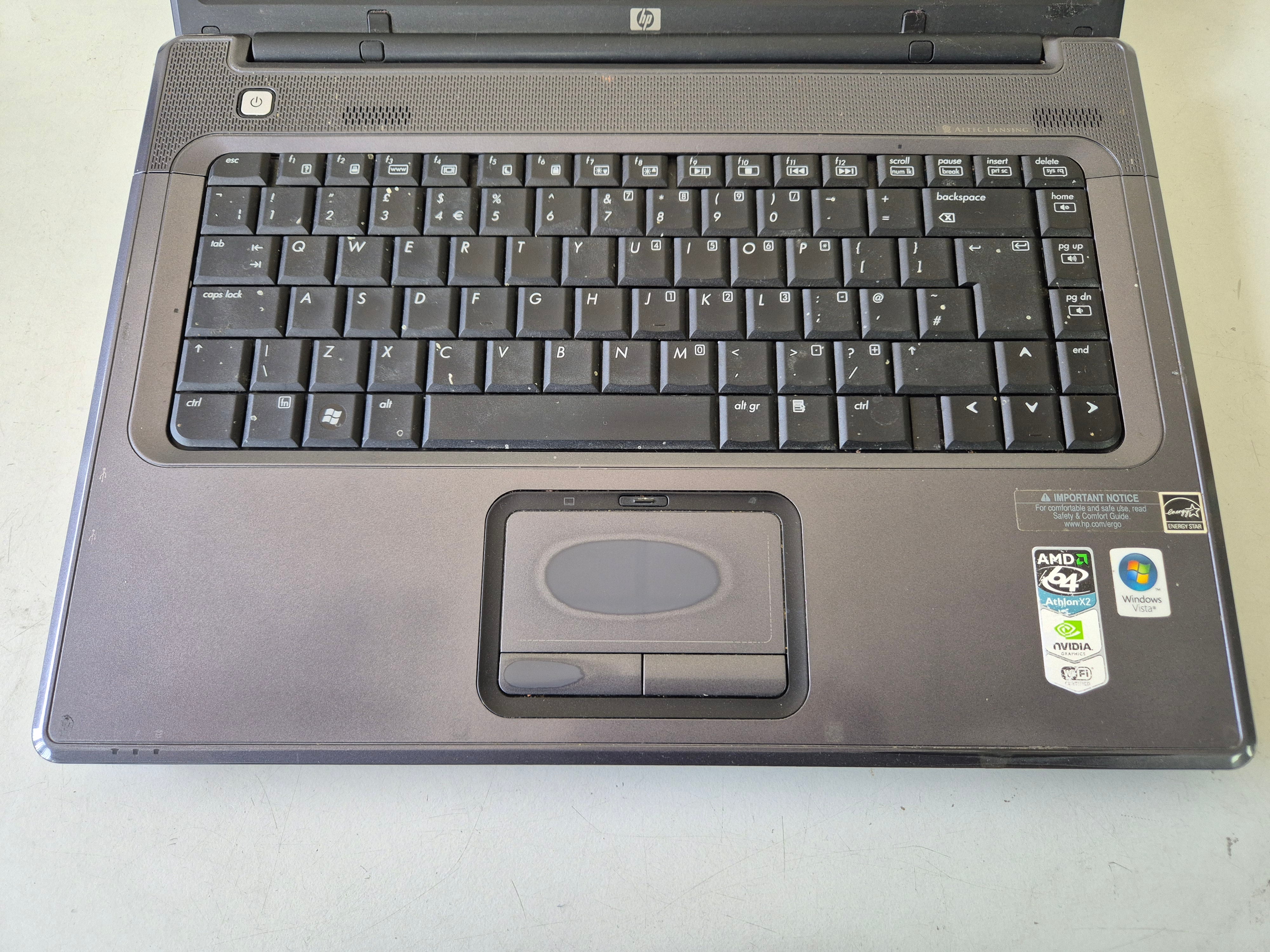 HP G6000 AMD 64 Athlon x2 2GB RAM NO HDD NO OS Battery Unknown 15.6" SPR DOES NOT POWER ON