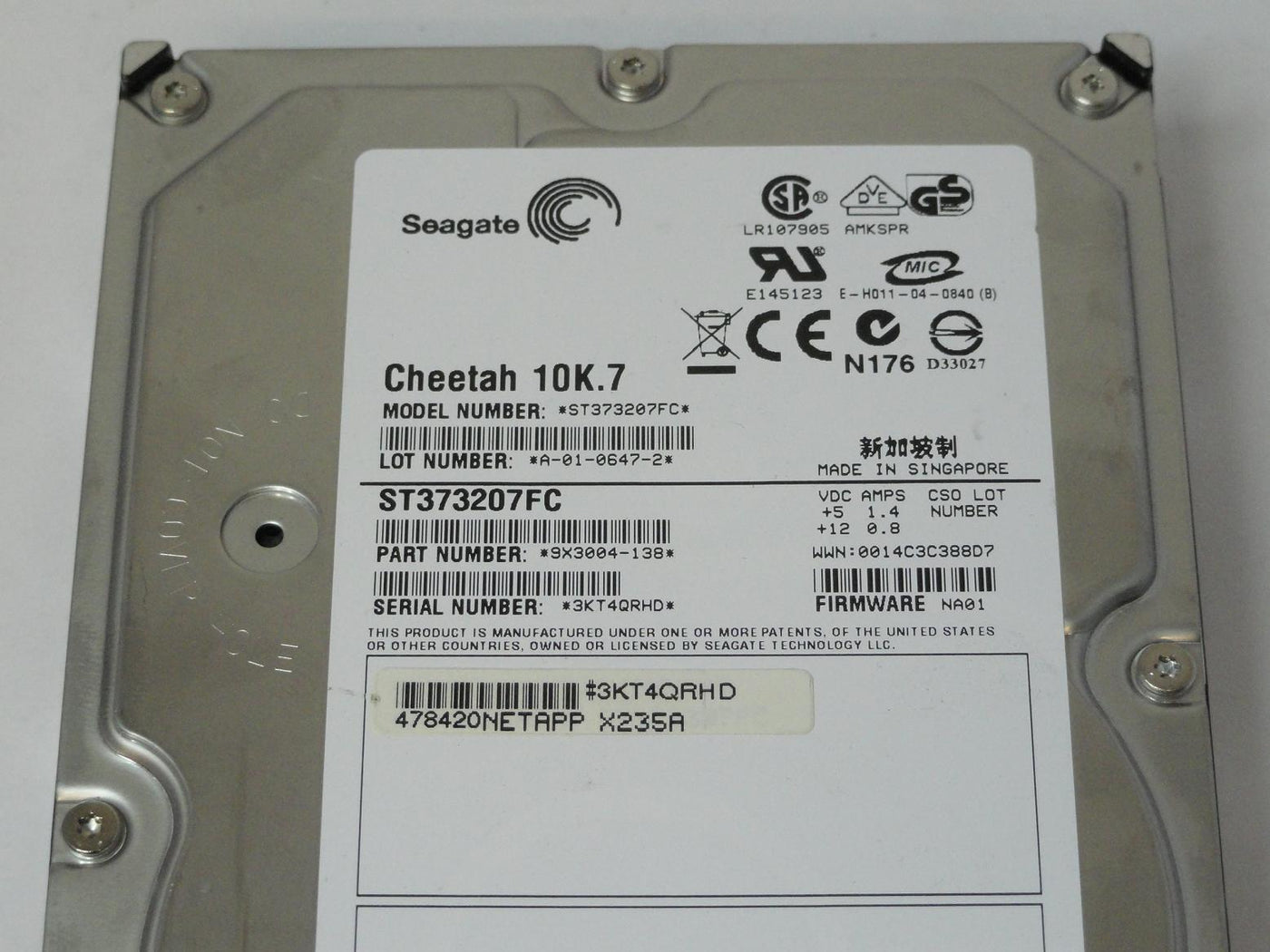 PR25159_9X3004-138_Seagate NetApp 73GB Fibre Channel 10Krpm 3.5in HDD - Image3