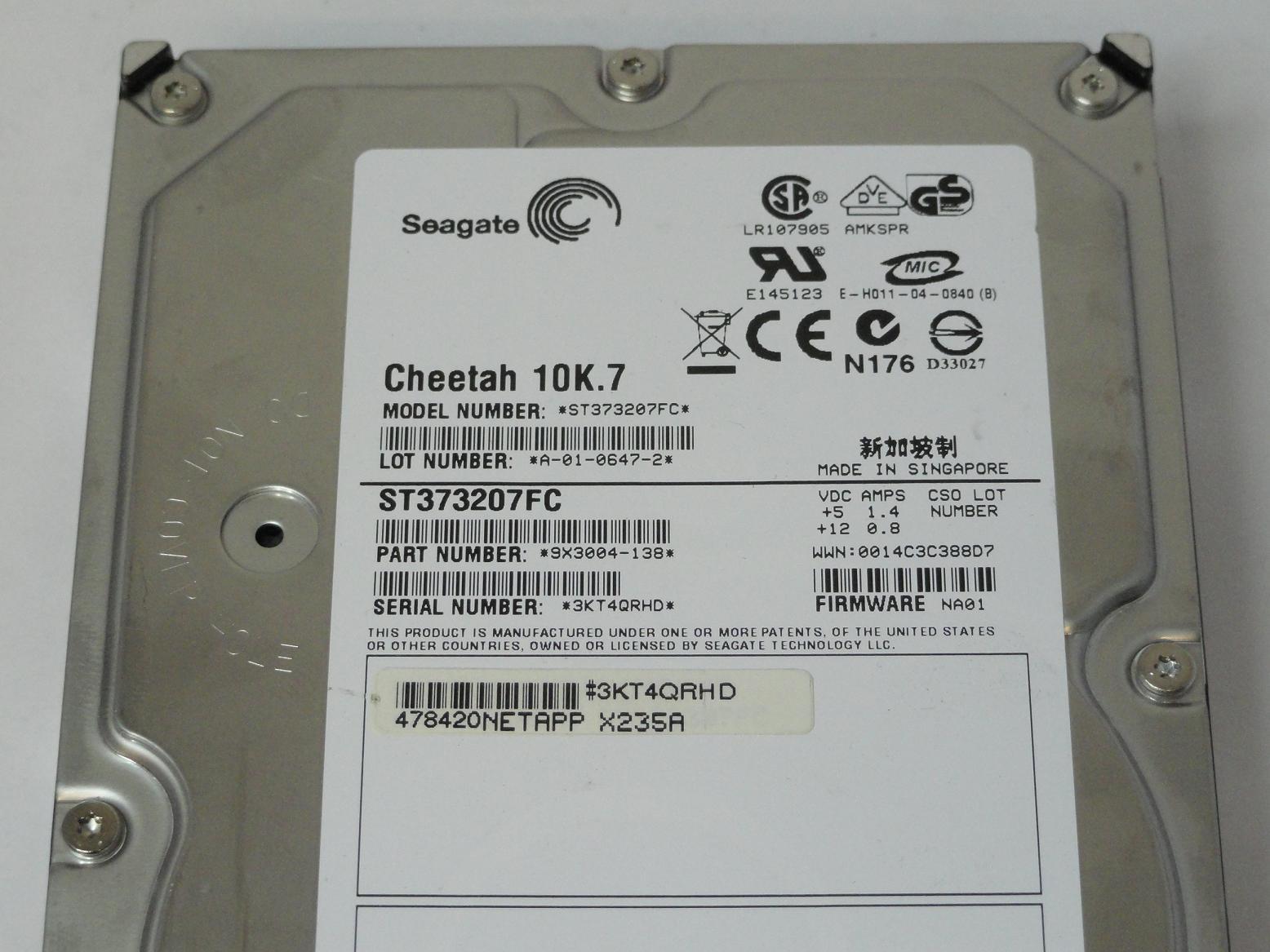PR25159_9X3004-138_Seagate NetApp 73GB Fibre Channel 10Krpm 3.5in HDD - Image3