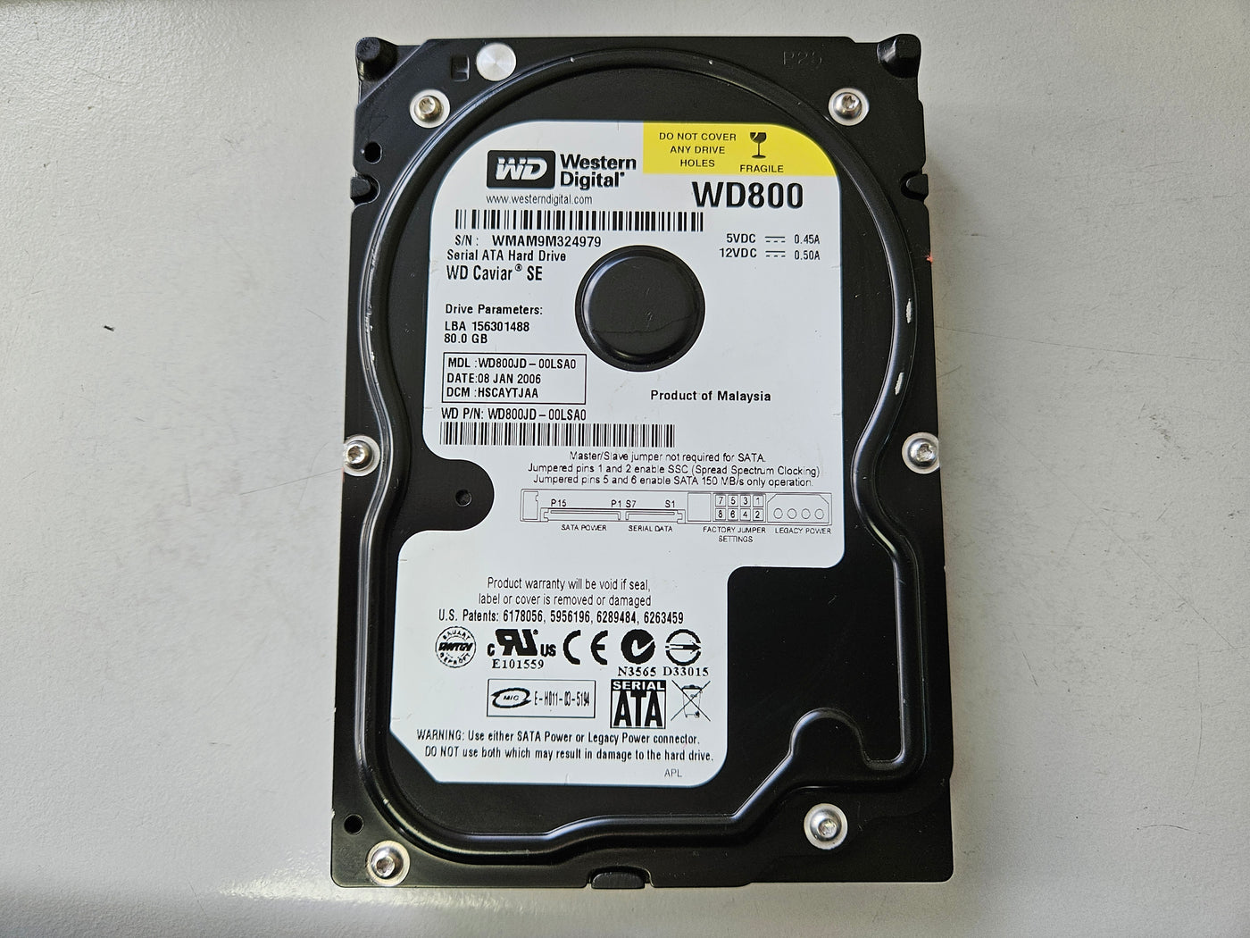 Western Digital 80GB SATA 7200rpm 3.5in HDD ( WD800JD-00LSA0 WD800JD ) REF