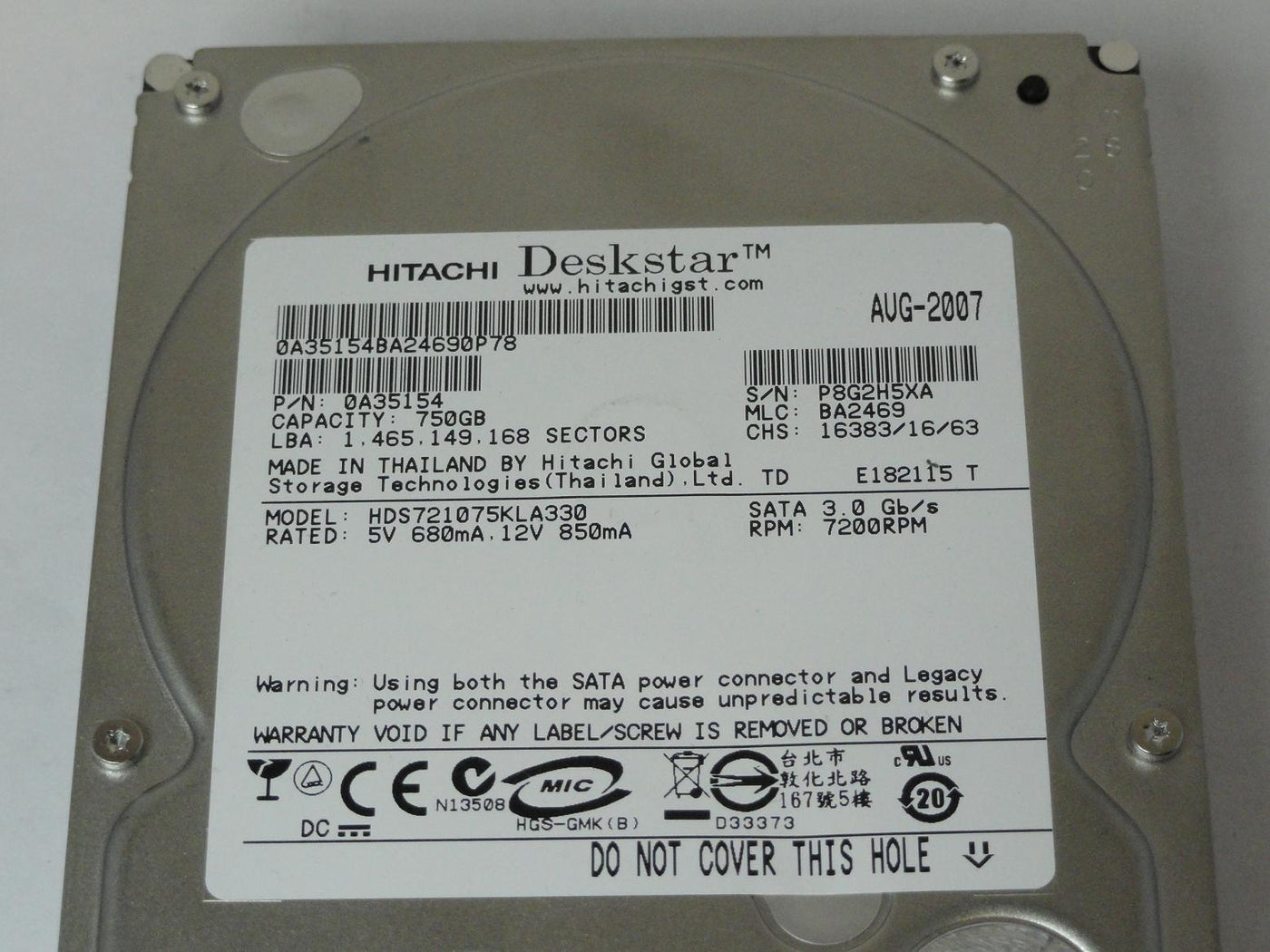 MC6731_0A35154_Hitachi 750GB SATA 7200rpm 3.5in HDD - Image3
