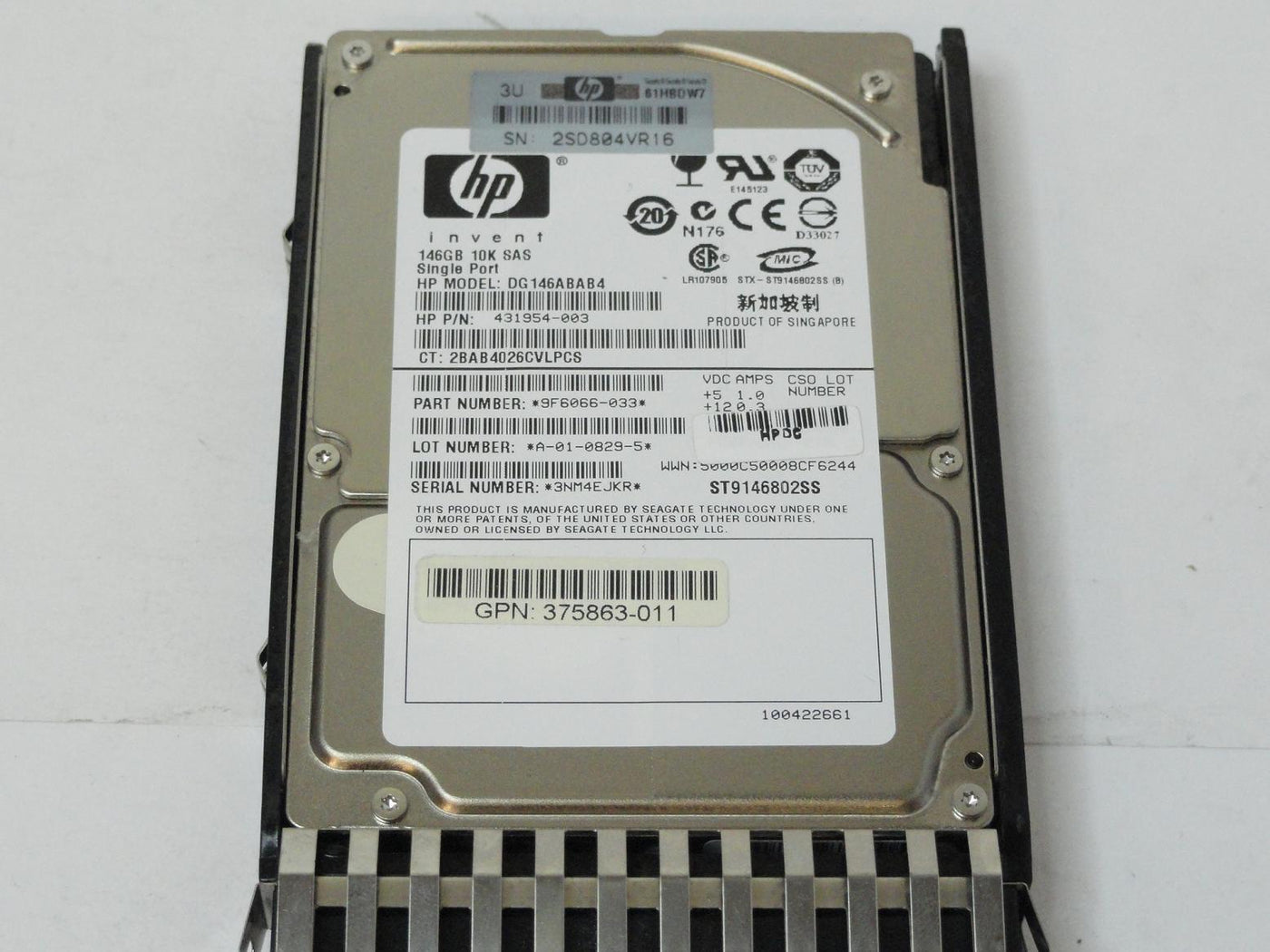 Seagate HP 146GB SAS 10Krpm 2.5in HDD in Caddy ( 9F6066-033 ST9146802SS 431954-003 DG146ABAB4 375863-011 432320-001 ) REF