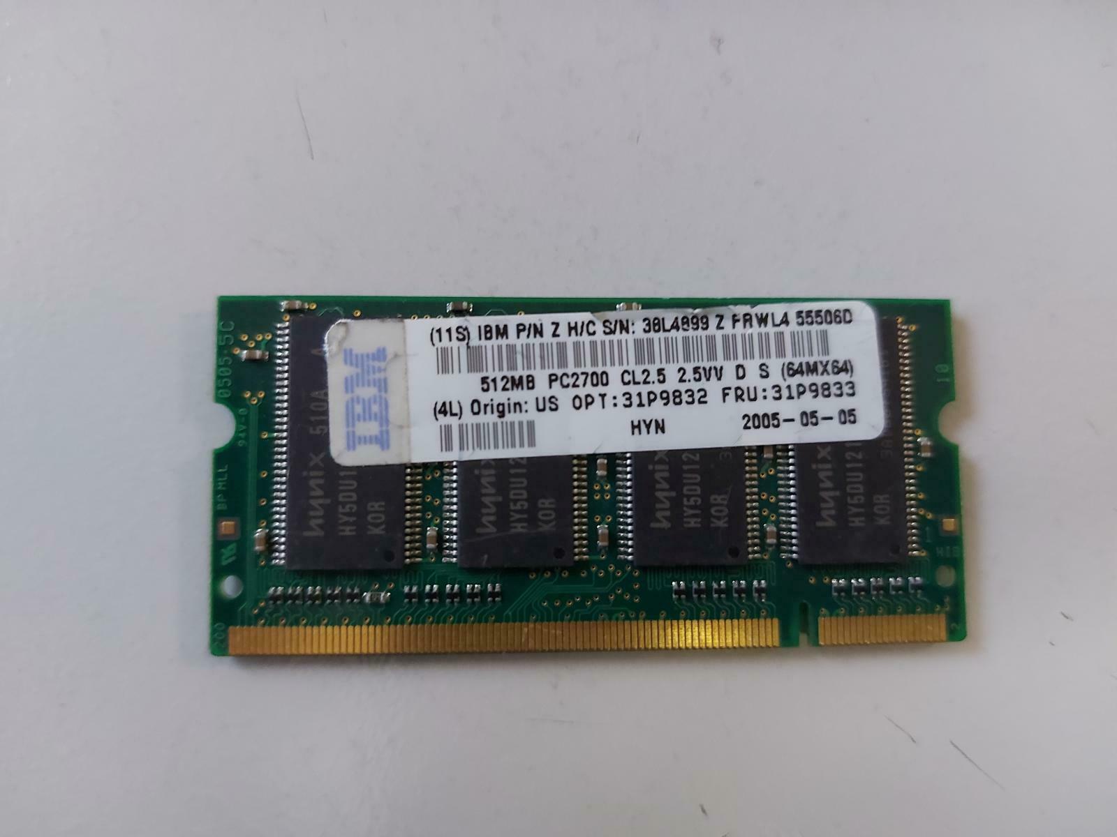 Hynix IBM 512MB 200pins PC2700 CL2.5 DDR SDRAM SODIMM HYMD564M646B6-J-AA 31P9832