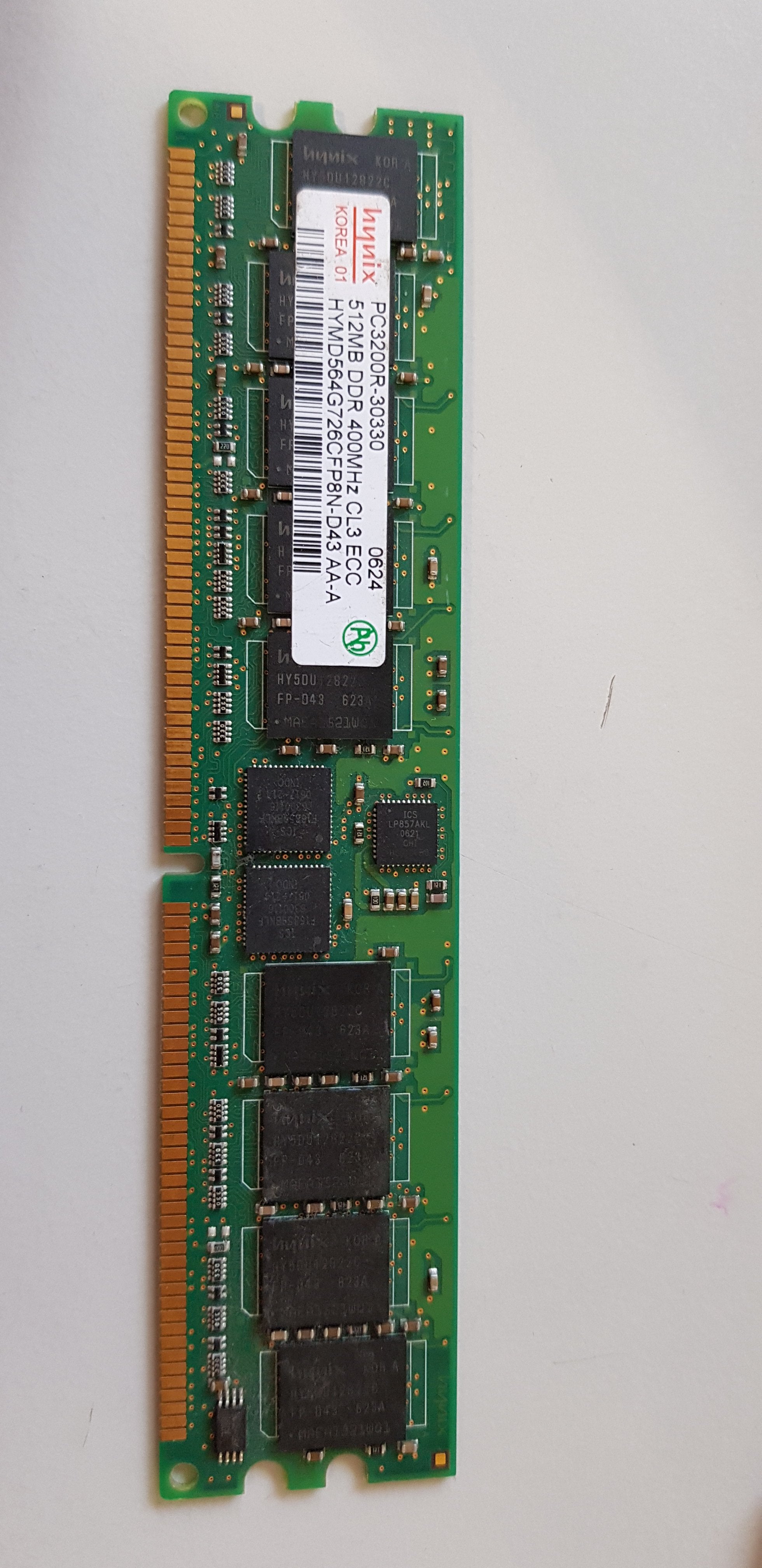 Hynix 512MB PC3200R-30330 DDR 400MHZ CL3 ECC ( HYMD564G726CFP8N-D43   Generic )