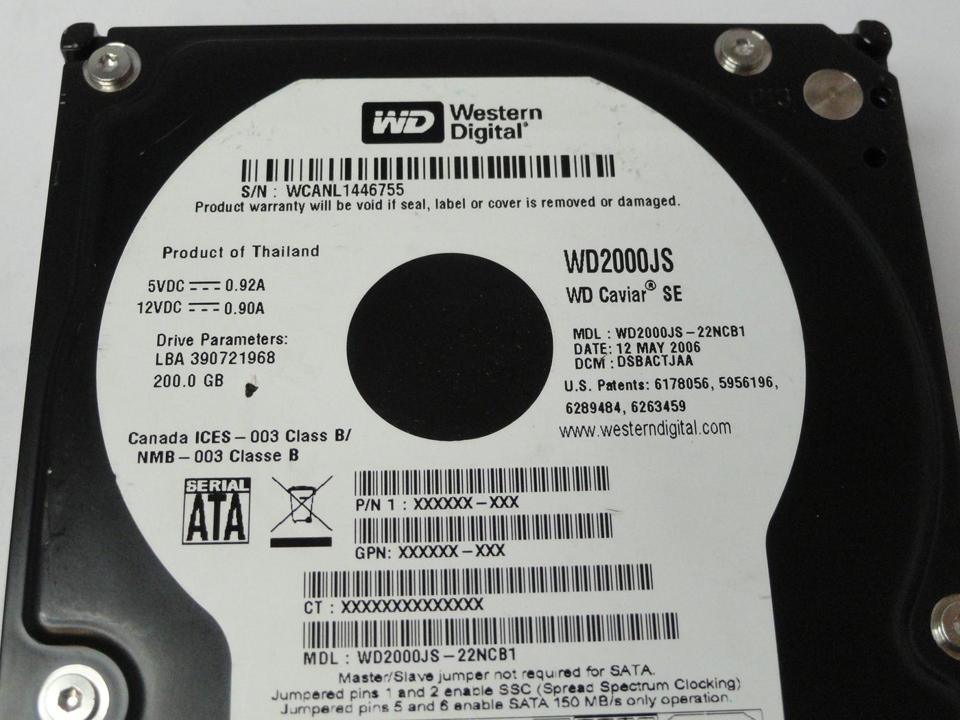 WD2000JS-22NCB1 - Western Digital Caviar 200Gb SATA 7200rpm 3.5in HDD - USED