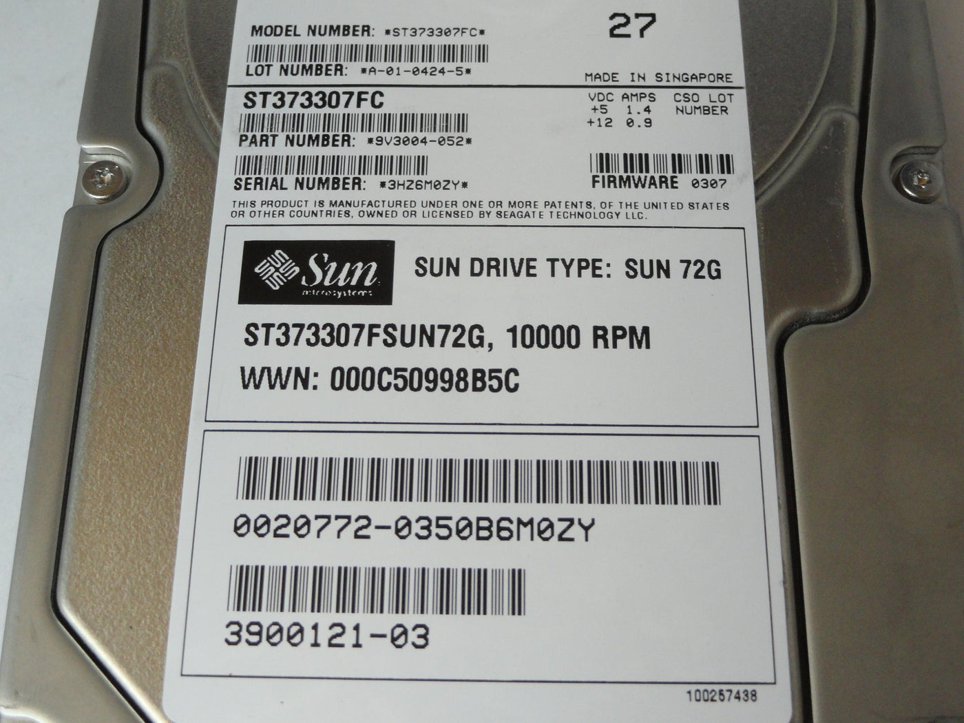 PR22558_9V3004-052_Seagate SUN 73Gb Fibre Channel 10Krpm 3.5in HDD - Image3