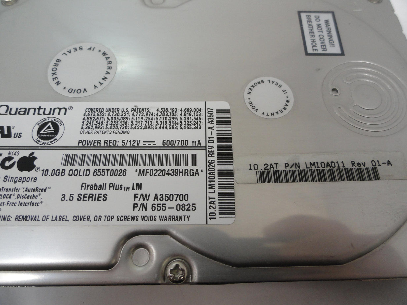 Quantum Apple 10.2GB IDE 7200rpm 3.5in HDD ( LM10A011 LM10A02G 655-0825 655T0026 ) REF