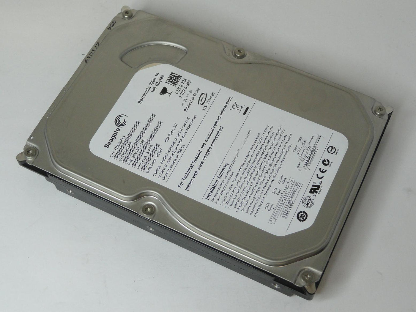 Seagate 160GB SATA 7200rpm 3.5in HDD ( 9CY132-305 ST3160815AS ) USED