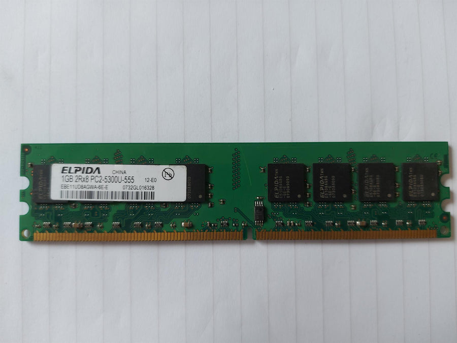 Elpida/HP 1GB PC2-5300 667MHz 240pin NonECC CL5 DDR2 SDRAM DIMM Memory Module (EBE11UD8AGWA-6E-E 377726-888)