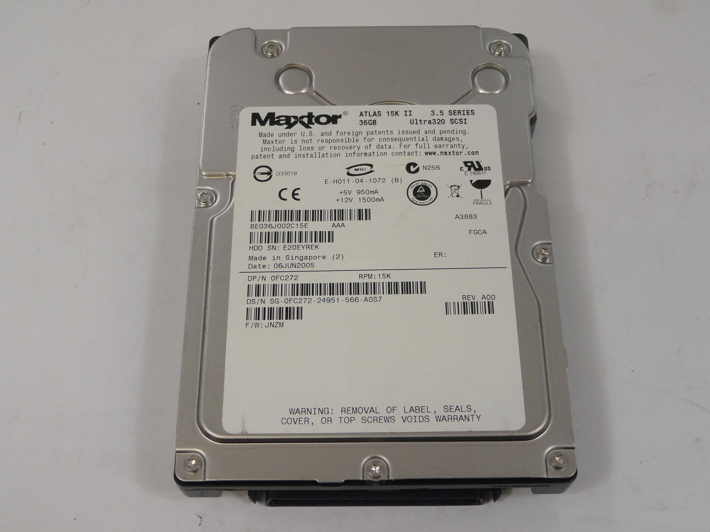 PR19151_8E036J0_Maxtor Dell 36GB SCSI 80 Pin 15Krpm 3.5in HDD - Image2
