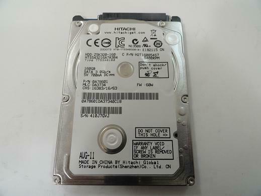 Hitachi 160GB SATA 5400rpm 2.5in HDD ( 0A78601 HTS543216A7A384 ) USED