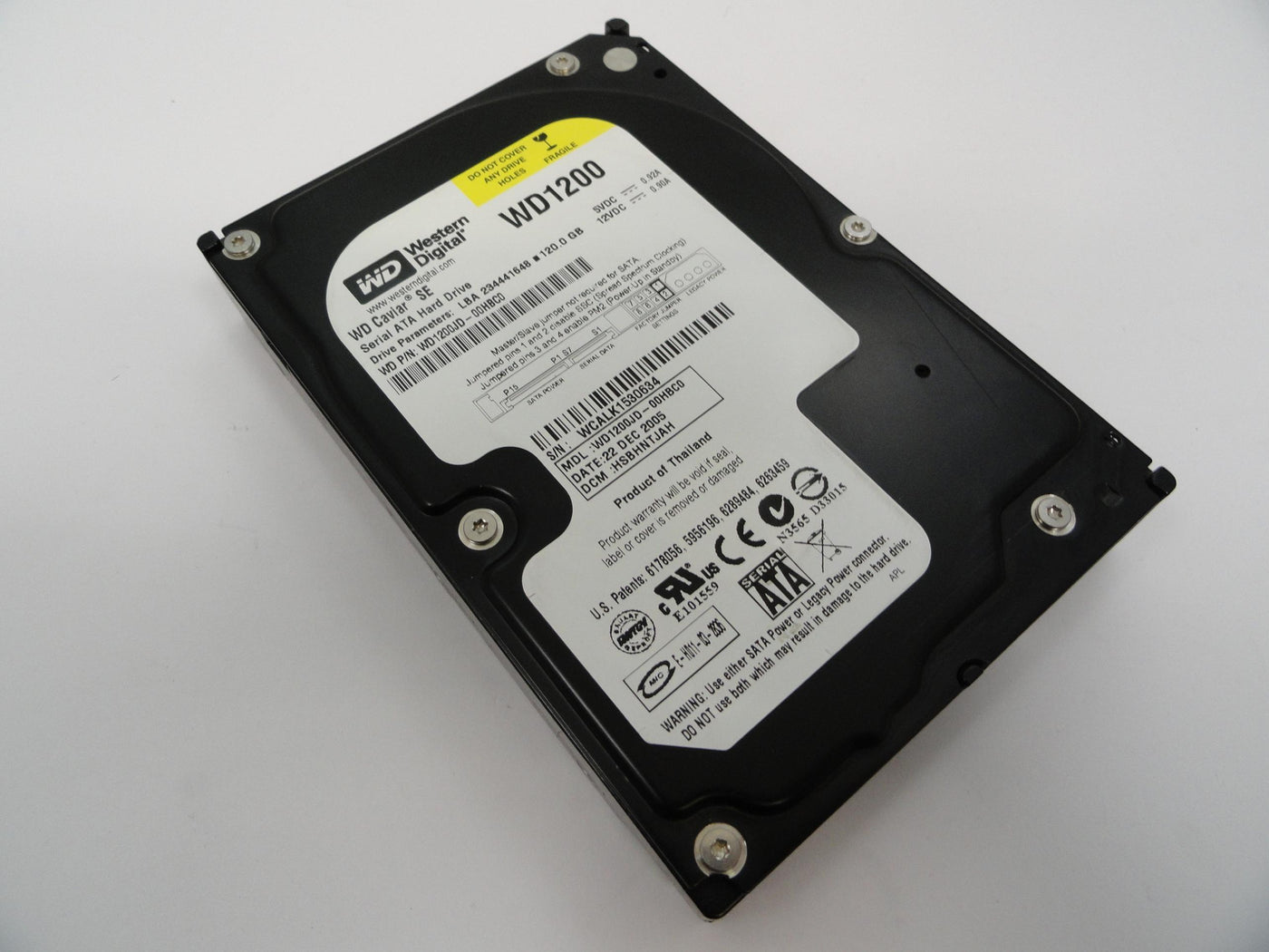 Western Digital 120Gb SATA 7200rpm 3.5in HDD ( WD1200JD WD1200JD-00HBC0 ) USED