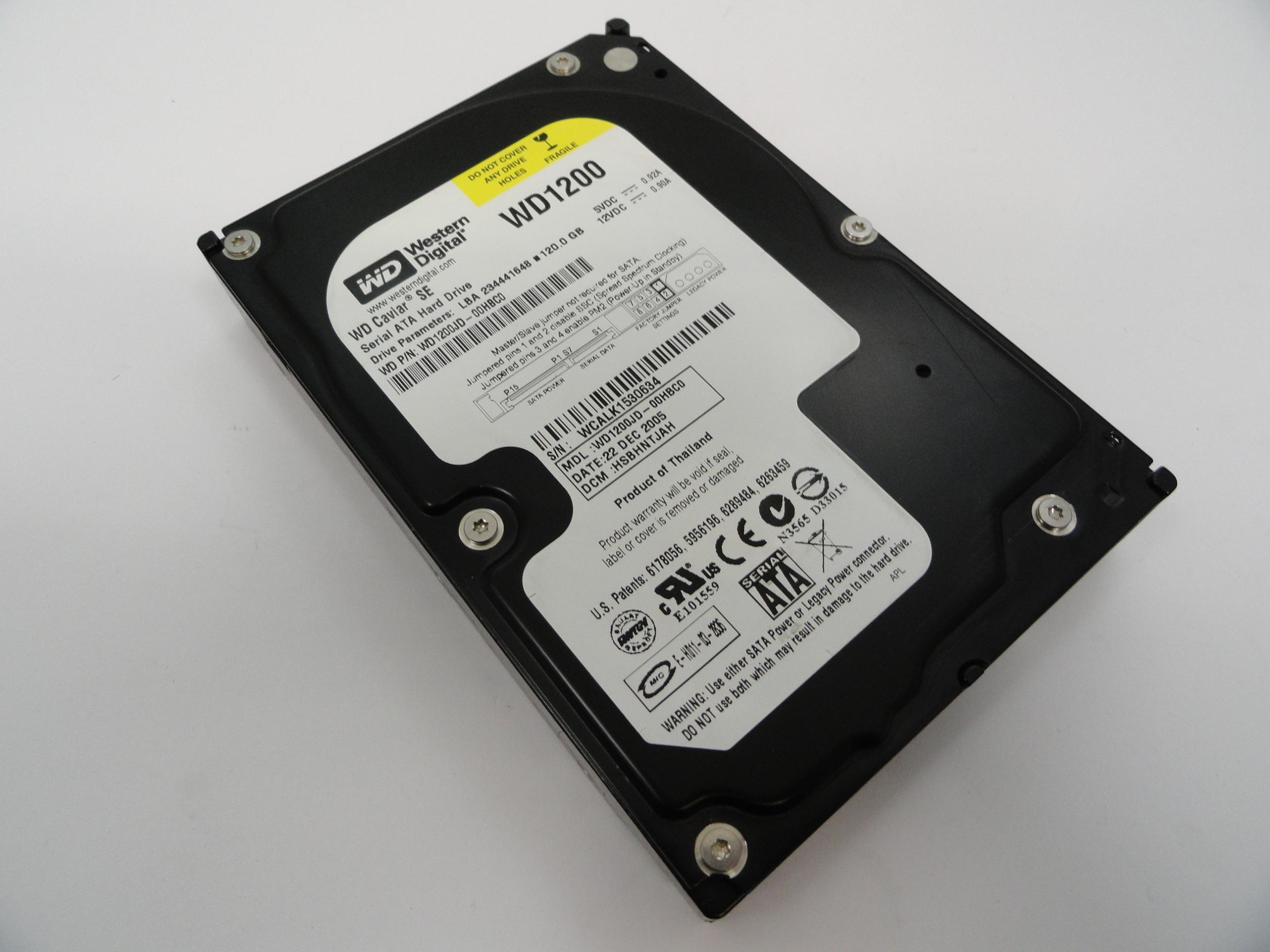 Western Digital 120Gb SATA 7200rpm 3.5in HDD ( WD1200JD WD1200JD-00HBC0 ) USED