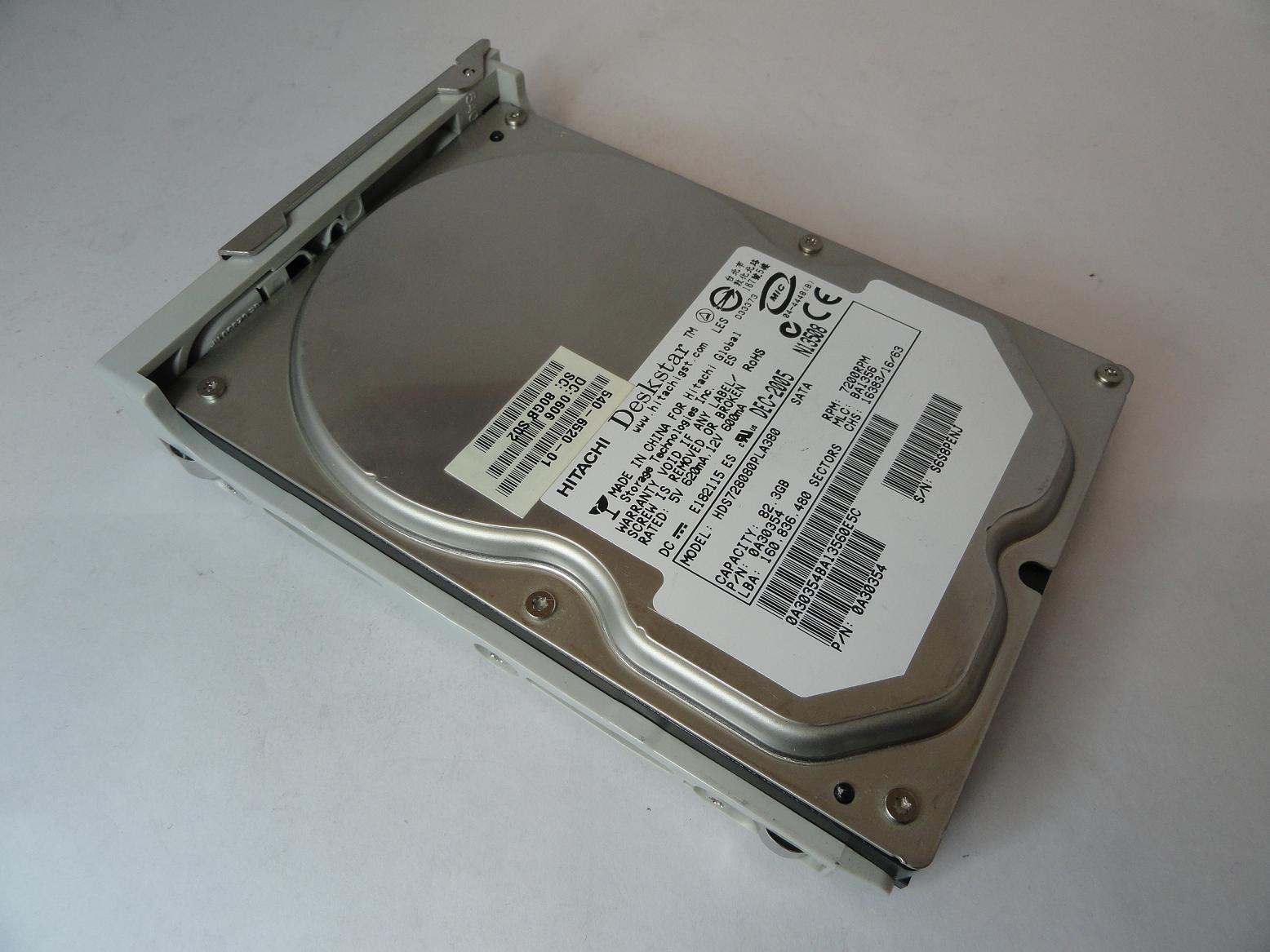 Hitachi Sun 80GB SATA 7200rpm 3.5in HDD in Tray ( 0A30354 HDS728080PLA380 540-6520-01 ) REF