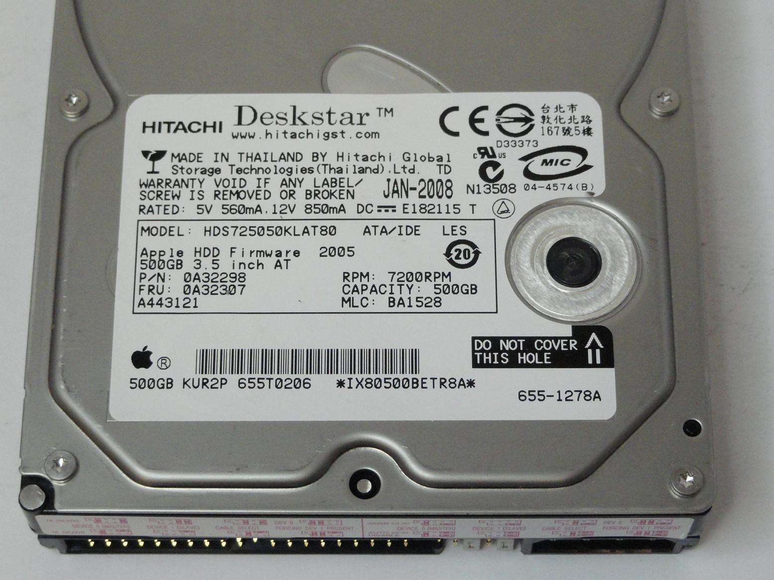 PR25079_0A32298_Hitachi Apple 500GB IDE 7200rpm 3.5in HDD - Image3