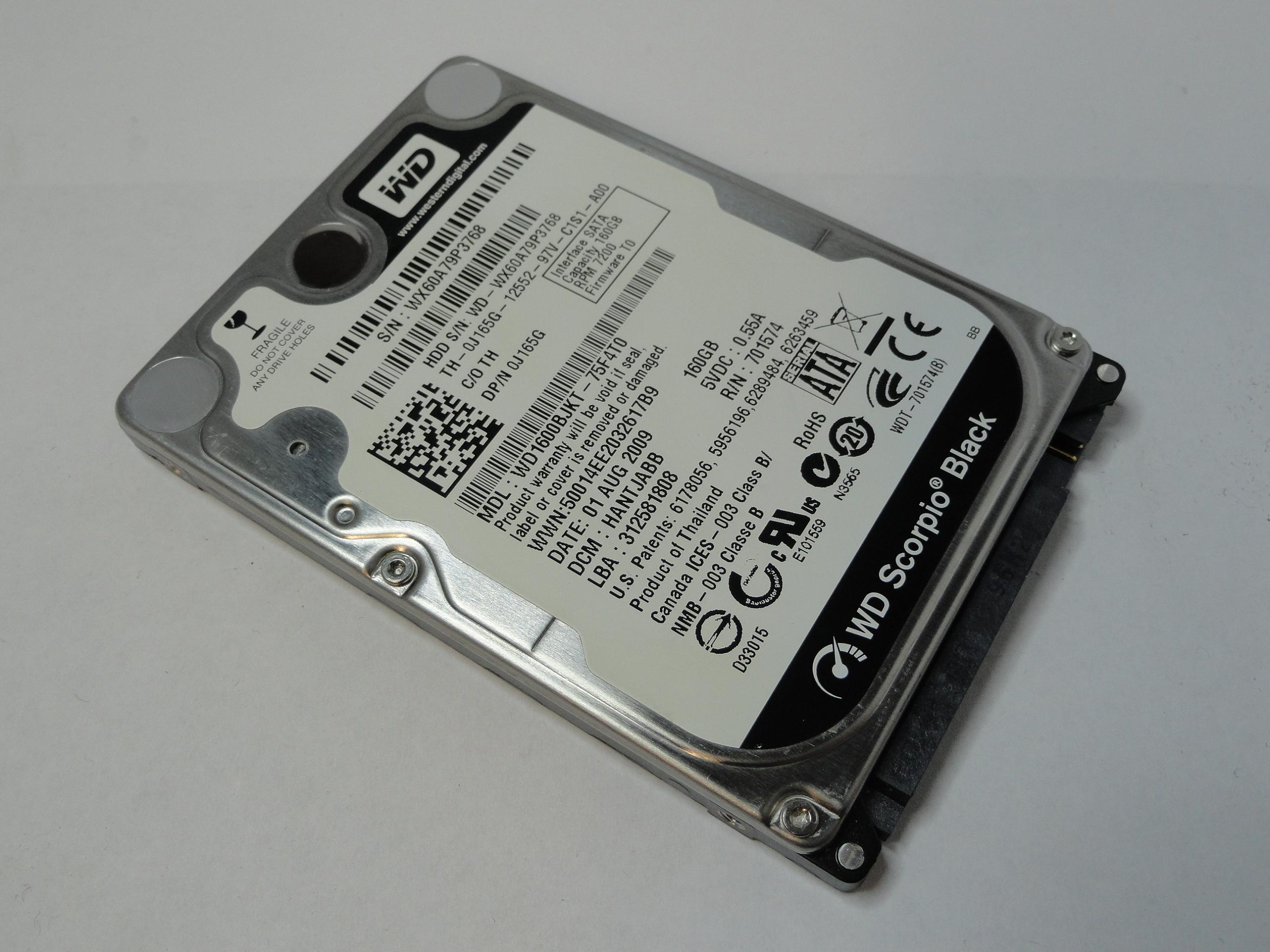 PR20065_WD1600BJKT-75F4T0_Western Digital Dell 160GB SATA 7200pm 2.5in HDD - Image3