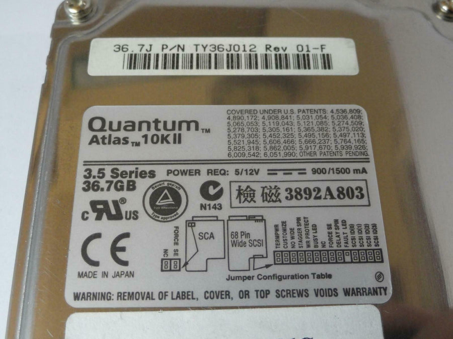 Quantum 36Gb SCSI 80 Pin 10Krpm 3.5in HDD ( TY36J012 ) REF