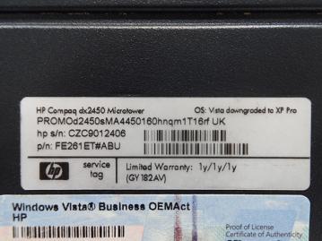 PR19305_FE261ET-ABU_HP Compaq dx2450 1Gb 2.3Ghz No HDD Microtower PC - Image5