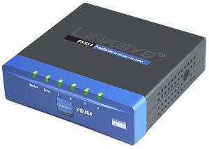 Linksys Printserver USB PSUS4 Switch 4 Ports (PSUS4 Used)  W/O PSU