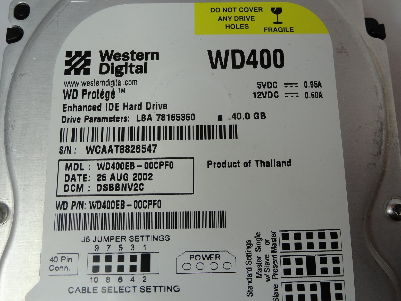 PR17791_WD400_Western Digital 40GB IDE 5400rpm 3.5in HDD - Image2